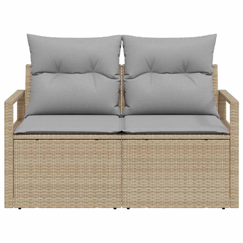 Gartensofa mit Kissen Beige 120 x 62 x 69cm Poly-Rattan